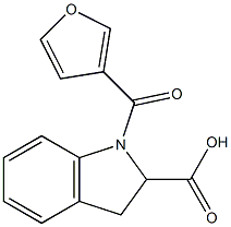 1-(furan-3-ylcarbonyl)-2,3-dihydro-1H-indole-2-carboxylic acid 结构式