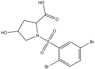 1-[(2,5-dibromobenzene)sulfonyl]-4-hydroxypyrrolidine-2-carboxylic acid 结构式