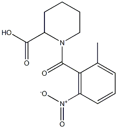1-[(2-methyl-6-nitrophenyl)carbonyl]piperidine-2-carboxylic acid 结构式