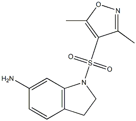 1-[(3,5-dimethyl-1,2-oxazole-4-)sulfonyl]-2,3-dihydro-1H-indol-6-amine 结构式