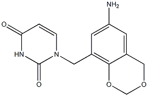 1-[(6-amino-2,4-dihydro-1,3-benzodioxin-8-yl)methyl]-1,2,3,4-tetrahydropyrimidine-2,4-dione 结构式