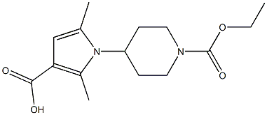 1-[1-(ethoxycarbonyl)piperidin-4-yl]-2,5-dimethyl-1H-pyrrole-3-carboxylic acid 结构式