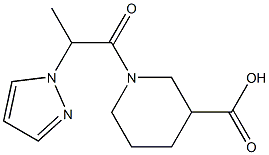 1-[2-(1H-pyrazol-1-yl)propanoyl]piperidine-3-carboxylic acid 结构式