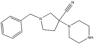 1-benzyl-3-(piperazin-1-yl)pyrrolidine-3-carbonitrile 结构式