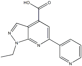 1-ethyl-6-pyridin-3-yl-1H-pyrazolo[3,4-b]pyridine-4-carboxylic acid 结构式