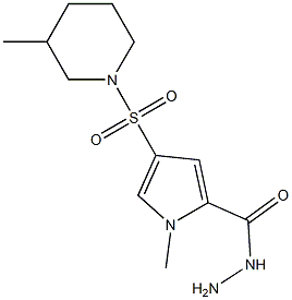 1-methyl-4-[(3-methylpiperidin-1-yl)sulfonyl]-1H-pyrrole-2-carbohydrazide 结构式