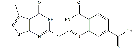 2-({5,6-dimethyl-4-oxo-3H,4H-thieno[2,3-d]pyrimidin-2-yl}methyl)-4-oxo-3,4-dihydroquinazoline-7-carboxylic acid 结构式