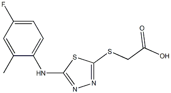 2-({5-[(4-fluoro-2-methylphenyl)amino]-1,3,4-thiadiazol-2-yl}sulfanyl)acetic acid 结构式