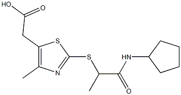 2-(2-{[1-(cyclopentylcarbamoyl)ethyl]sulfanyl}-4-methyl-1,3-thiazol-5-yl)acetic acid 结构式