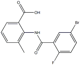 2-[(5-bromo-2-fluorobenzene)amido]-3-methylbenzoic acid 结构式