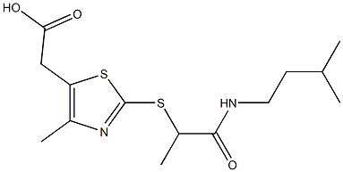 2-[4-methyl-2-({1-[(3-methylbutyl)carbamoyl]ethyl}sulfanyl)-1,3-thiazol-5-yl]acetic acid 结构式