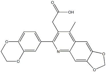 2-[6-(2,3-dihydro-1,4-benzodioxin-6-yl)-8-methyl-2H-[1,3]dioxolo[4,5-g]quinolin-7-yl]acetic acid 结构式