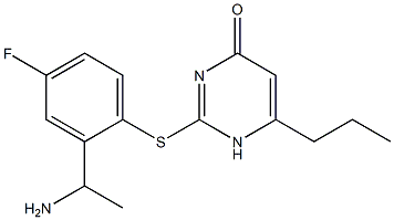 2-{[2-(1-aminoethyl)-4-fluorophenyl]sulfanyl}-6-propyl-1,4-dihydropyrimidin-4-one 结构式