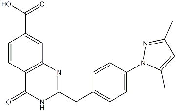 2-{[4-(3,5-dimethyl-1H-pyrazol-1-yl)phenyl]methyl}-4-oxo-3,4-dihydroquinazoline-7-carboxylic acid 结构式