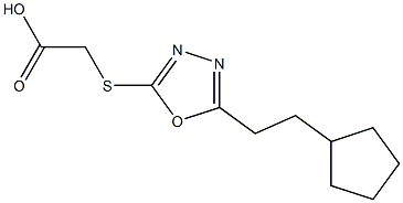 2-{[5-(2-cyclopentylethyl)-1,3,4-oxadiazol-2-yl]sulfanyl}acetic acid 结构式