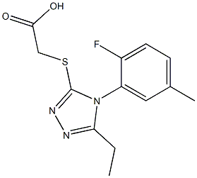 2-{[5-ethyl-4-(2-fluoro-5-methylphenyl)-4H-1,2,4-triazol-3-yl]sulfanyl}acetic acid 结构式