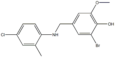 2-bromo-4-{[(4-chloro-2-methylphenyl)amino]methyl}-6-methoxyphenol 结构式