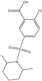 2-chloro-5-[(2,6-dimethylpiperidine-1-)sulfonyl]benzoic acid 结构式