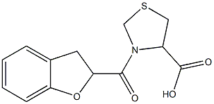 3-(2,3-dihydro-1-benzofuran-2-ylcarbonyl)-1,3-thiazolidine-4-carboxylic acid 结构式