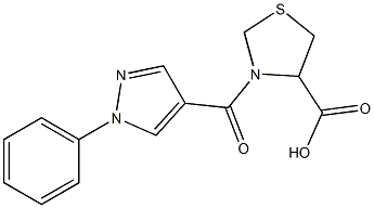 3-[(1-phenyl-1H-pyrazol-4-yl)carbonyl]-1,3-thiazolidine-4-carboxylic acid 结构式