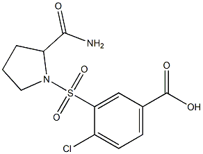 3-[(2-carbamoylpyrrolidine-1-)sulfonyl]-4-chlorobenzoic acid 结构式
