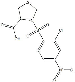 3-[(2-chloro-4-nitrobenzene)sulfonyl]-1,3-thiazolidine-4-carboxylic acid 结构式