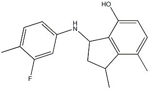 3-[(3-fluoro-4-methylphenyl)amino]-1,7-dimethyl-2,3-dihydro-1H-inden-4-ol 结构式