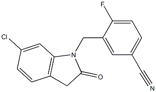 3-[(6-chloro-2-oxo-2,3-dihydro-1H-indol-1-yl)methyl]-4-fluorobenzonitrile 结构式