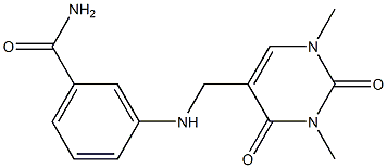 3-{[(1,3-dimethyl-2,4-dioxo-1,2,3,4-tetrahydropyrimidin-5-yl)methyl]amino}benzamide 结构式