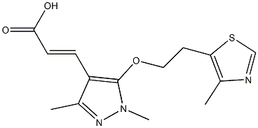 3-{1,3-dimethyl-5-[2-(4-methyl-1,3-thiazol-5-yl)ethoxy]-1H-pyrazol-4-yl}prop-2-enoic acid 结构式