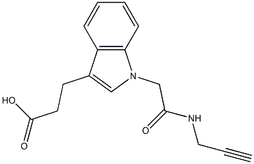 3-{1-[(prop-2-yn-1-ylcarbamoyl)methyl]-1H-indol-3-yl}propanoic acid 结构式