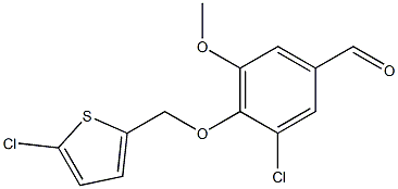 3-chloro-4-[(5-chlorothiophen-2-yl)methoxy]-5-methoxybenzaldehyde 结构式