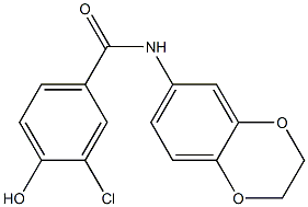 3-chloro-N-(2,3-dihydro-1,4-benzodioxin-6-yl)-4-hydroxybenzamide 结构式