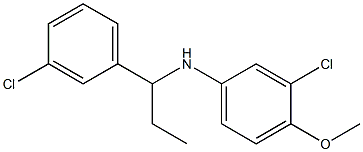 3-chloro-N-[1-(3-chlorophenyl)propyl]-4-methoxyaniline 结构式