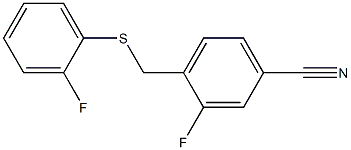 3-fluoro-4-{[(2-fluorophenyl)sulfanyl]methyl}benzonitrile 结构式