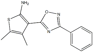 4,5-dimethyl-3-(3-phenyl-1,2,4-oxadiazol-5-yl)thiophen-2-amine 结构式