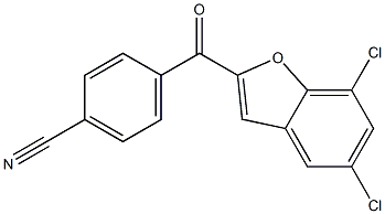 4-[(5,7-dichloro-1-benzofuran-2-yl)carbonyl]benzonitrile 结构式