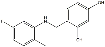 4-{[(5-fluoro-2-methylphenyl)amino]methyl}benzene-1,3-diol 结构式