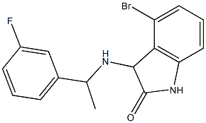 4-bromo-3-{[1-(3-fluorophenyl)ethyl]amino}-2,3-dihydro-1H-indol-2-one 结构式