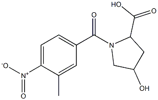 4-hydroxy-1-[(3-methyl-4-nitrophenyl)carbonyl]pyrrolidine-2-carboxylic acid 结构式