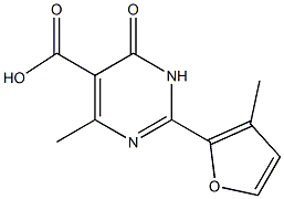 4-methyl-2-(3-methyl-2-furyl)-6-oxo-1,6-dihydropyrimidine-5-carboxylic acid 结构式