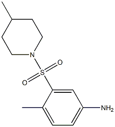 4-methyl-3-[(4-methylpiperidine-1-)sulfonyl]aniline 结构式