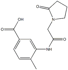 4-methyl-3-[2-(2-oxopyrrolidin-1-yl)acetamido]benzoic acid 结构式