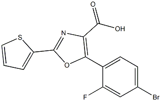 5-(4-bromo-2-fluorophenyl)-2-(thiophen-2-yl)-1,3-oxazole-4-carboxylic acid 结构式