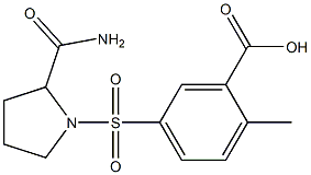 5-[(2-carbamoylpyrrolidine-1-)sulfonyl]-2-methylbenzoic acid 结构式