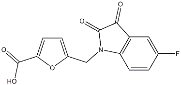 5-[(5-fluoro-2,3-dioxo-2,3-dihydro-1H-indol-1-yl)methyl]furan-2-carboxylic acid 结构式