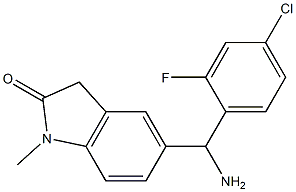5-[amino(4-chloro-2-fluorophenyl)methyl]-1-methyl-2,3-dihydro-1H-indol-2-one 结构式