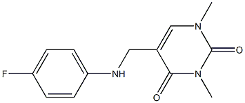 5-{[(4-fluorophenyl)amino]methyl}-1,3-dimethyl-1,2,3,4-tetrahydropyrimidine-2,4-dione 结构式