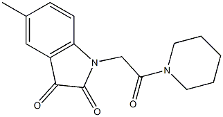 5-methyl-1-[2-oxo-2-(piperidin-1-yl)ethyl]-2,3-dihydro-1H-indole-2,3-dione 结构式