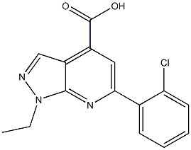 6-(2-chlorophenyl)-1-ethyl-1H-pyrazolo[3,4-b]pyridine-4-carboxylic acid 结构式
